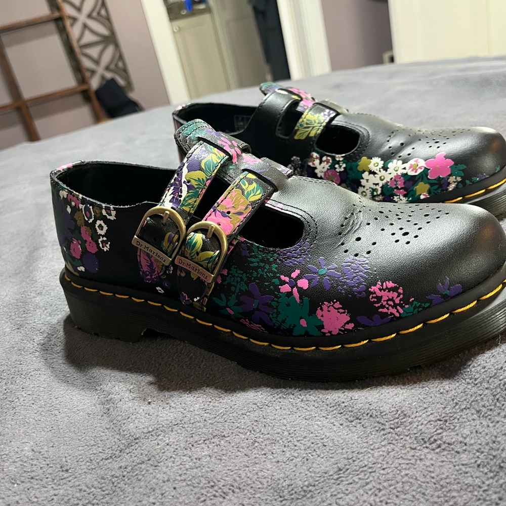 Dr. Martens Black Floral Women's Flats